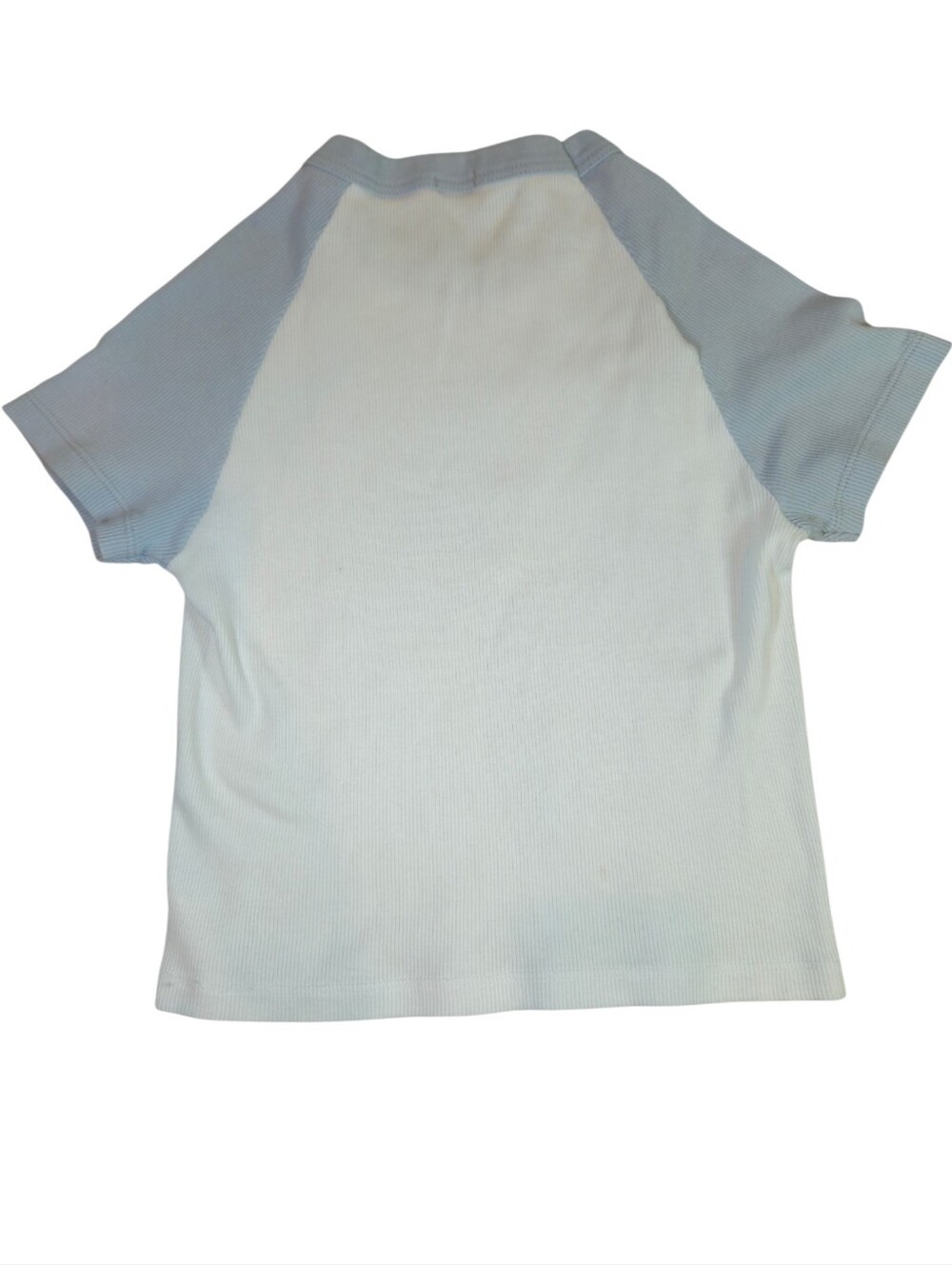 Brandy Melville Heaven Sent Angel Baby Tee Blue White Ribbed Raglan One Size - Picture 3 of 5